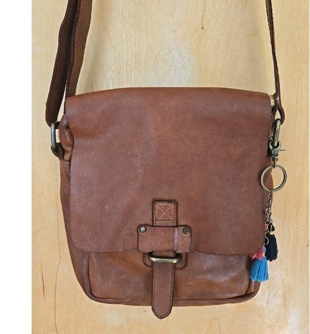 Harbour 2nd Leather Marlies Flap Over Buckle Brown Crossbody Bag